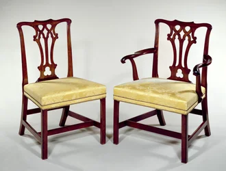 Sedie da pranzo, con schienali intrecciati e gambe squadrate smussate, c.1760